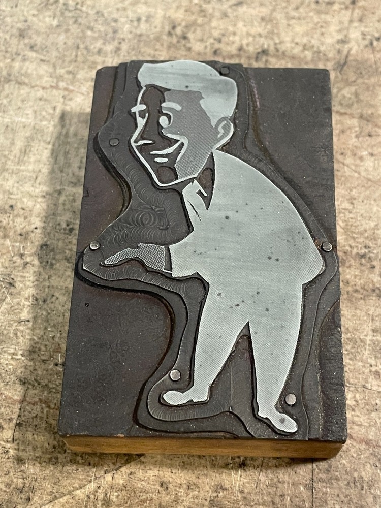 Printing Letterpress Printers Block Large - Man 'Presenting' (927)