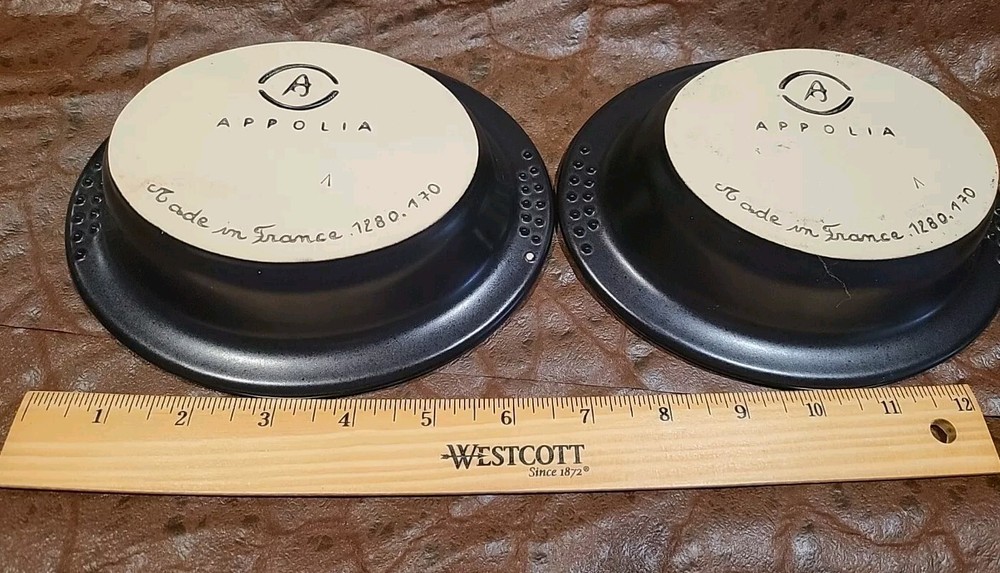 [2] Two Small APPOLIA Roasting Baking Individual Casseroles Black 8 Oz Cap.