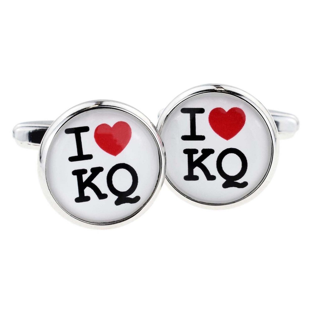 Personalised Romantic I Love Initials Cufflinks in a Personalised Chrome Box