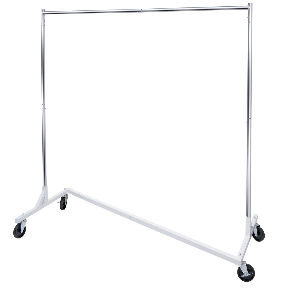 2PCS Compact Garment Rack Rolling Z-Base Storage Garment Hanging Clothes Shelf