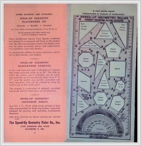 Speed-Up Geometry Ruler Baltimore Drafting Tool 1950s Protractor Stencil