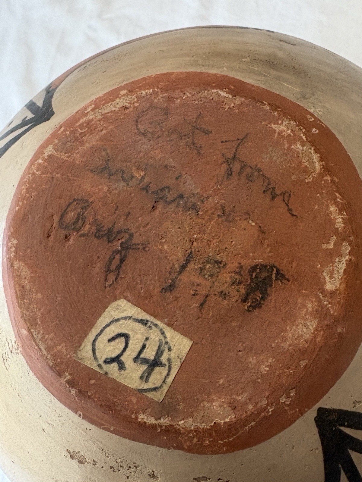 VINTAGE 1928 Santo Domingo Pueblo Pottery Handled Polychrome Basket Kewa 6"