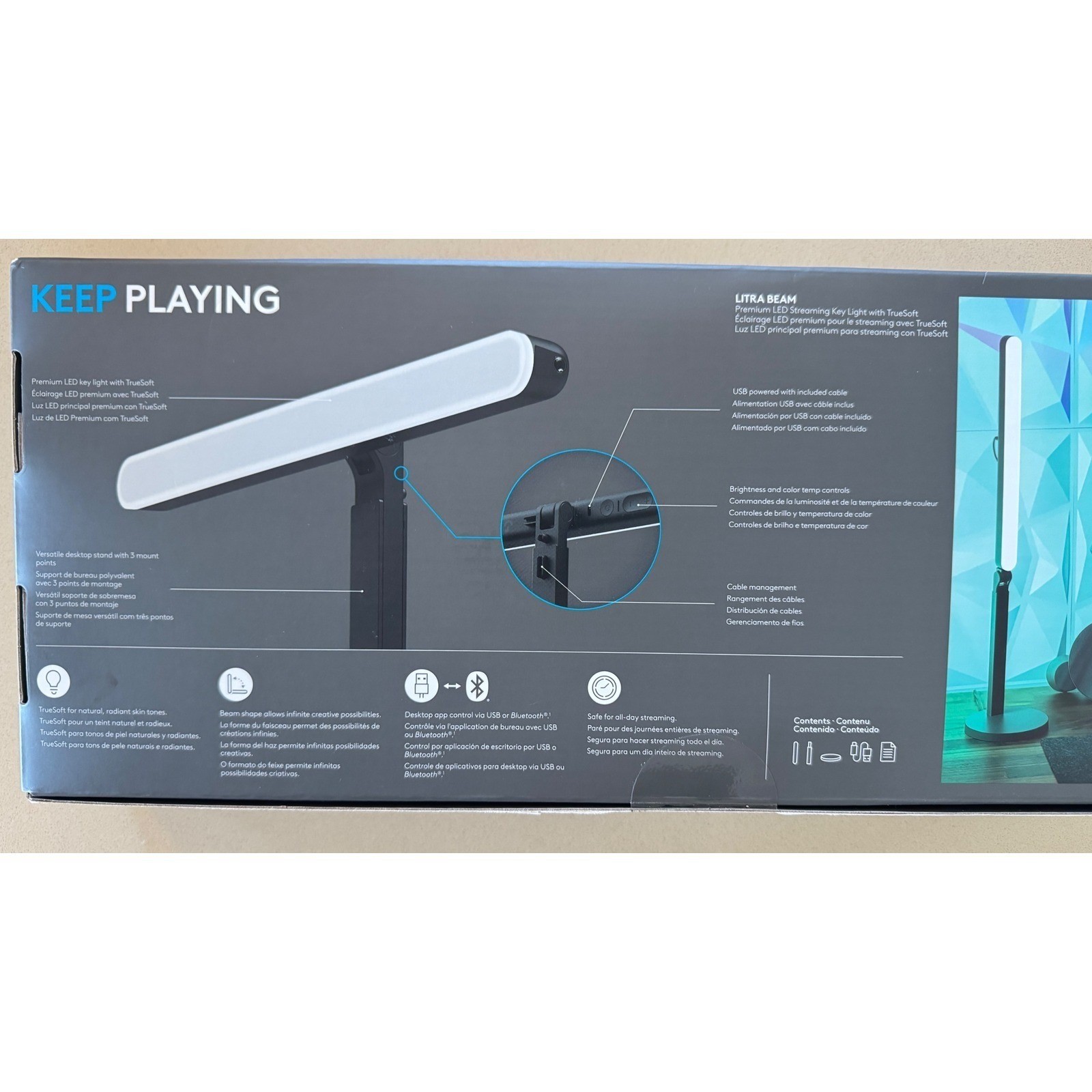 Logitech Litra Beam Premium LED Streaming Key Light USB Bluetooth 946-000019 NEW