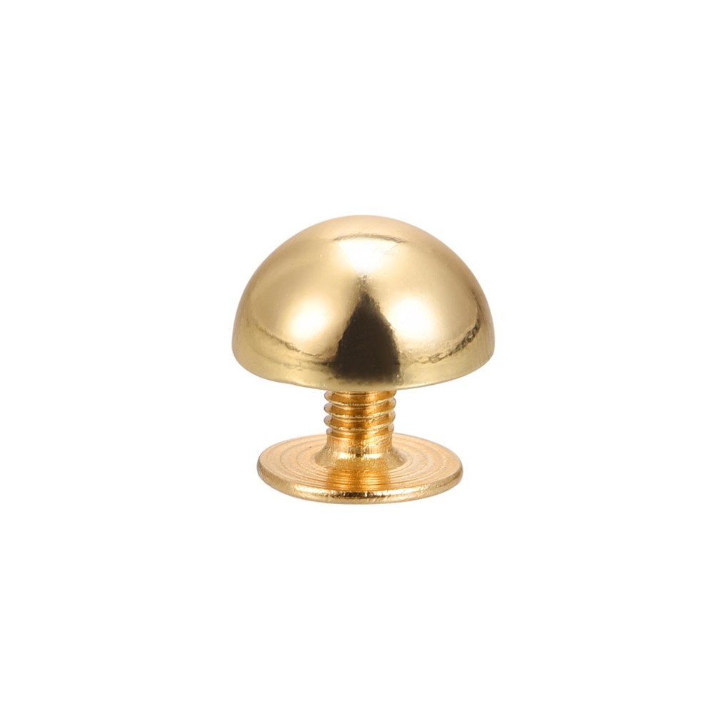 10x6mm Screw Back Rivets Solid Round Head Leather Studs Gold Tone 8 Sets
