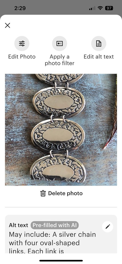 Vintage 900 Silver Panel Bracelet