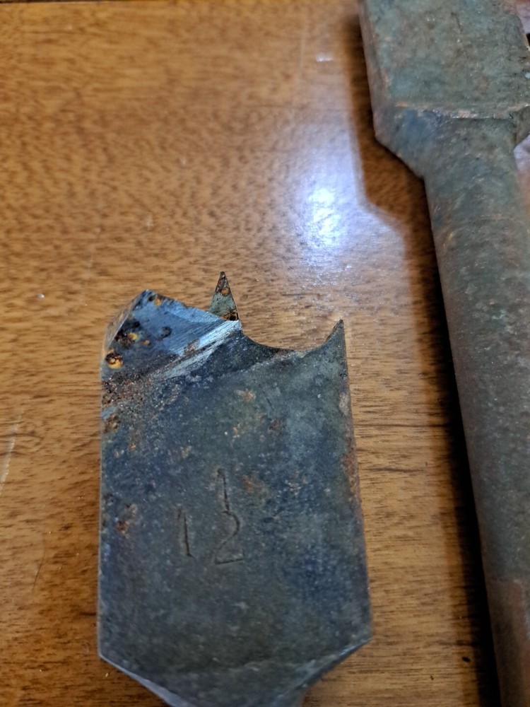 3 Vintage Antique Spade Boring Drill Bits