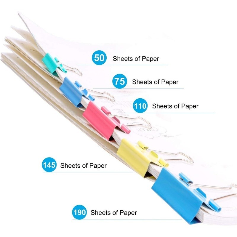 Colorful Binder Clips Assorted Sizes Heavy Duty Durable Office School Home Use