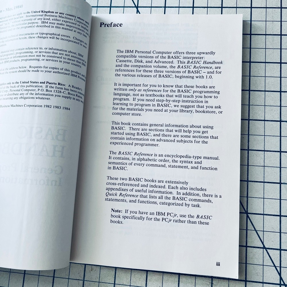 IBM Personal Computer BASIC Handbook 1984 Vintage PC General Programming Info