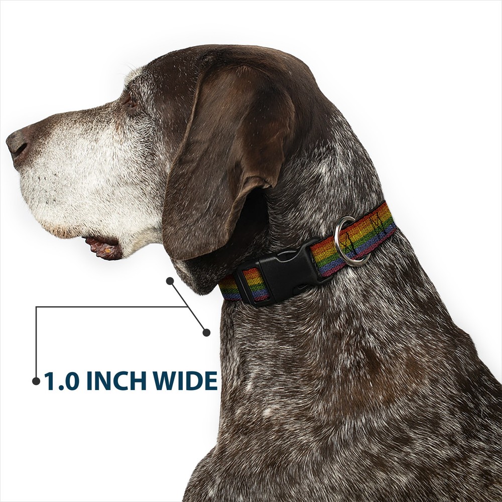 Plastic Clip Collar Burlap Texture Rainbow NARROW-Small 7-8.5"