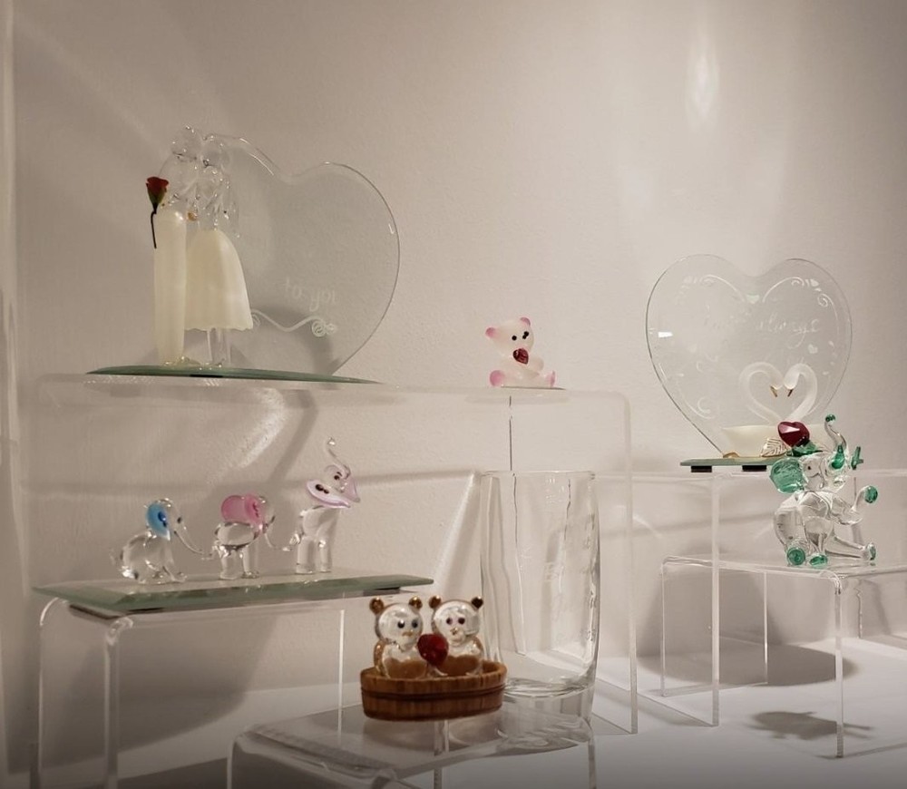 9 Piece Set - Clear Acrylic Display Risers, Acrylic Clear Riser Set