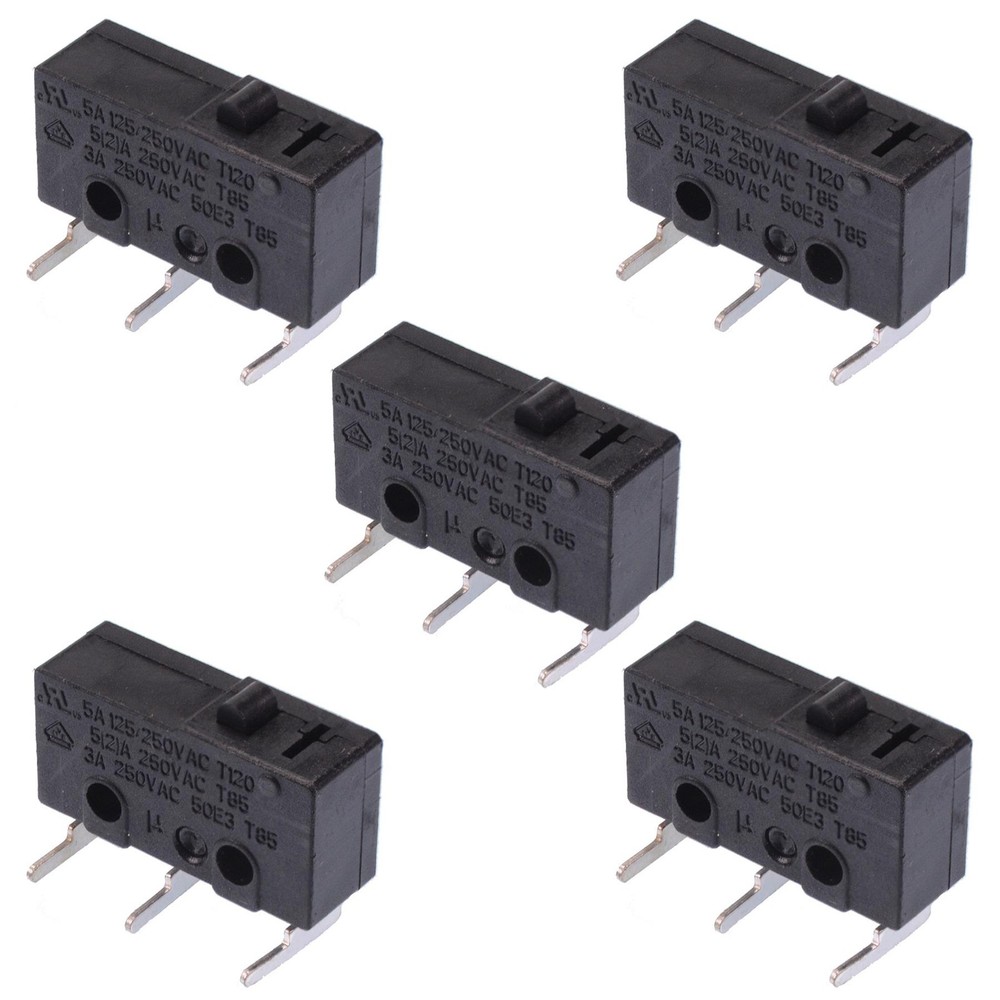 5 x Push Button Horizontal PCB V4 Miniature Microswitch SPDT 5A