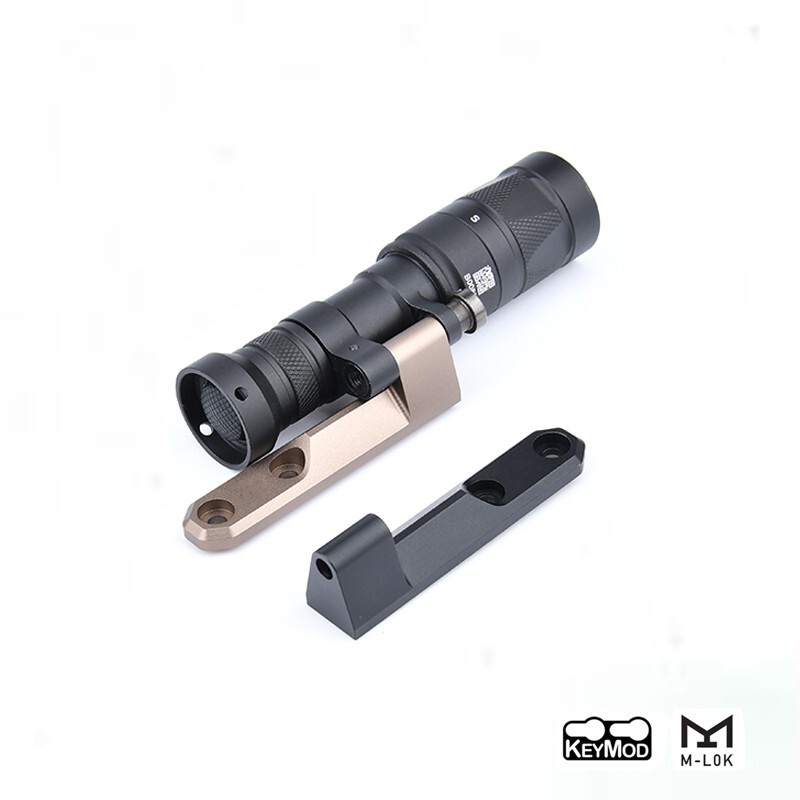 Tactical M640 M340 Flashlight Offset Mount Mlok keymod Rail Base Search Light