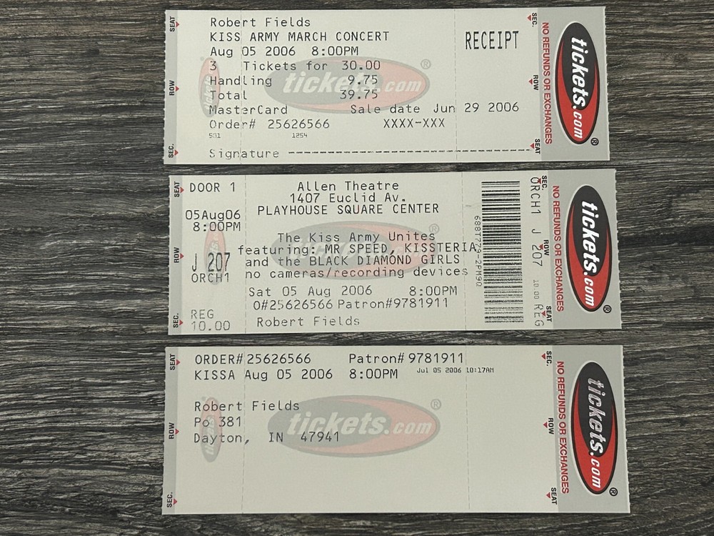 KISS TRIBUTE BAND TICKET STUB Mr Speed Kissteria 2006 Set Ohio Kiss Army Unites