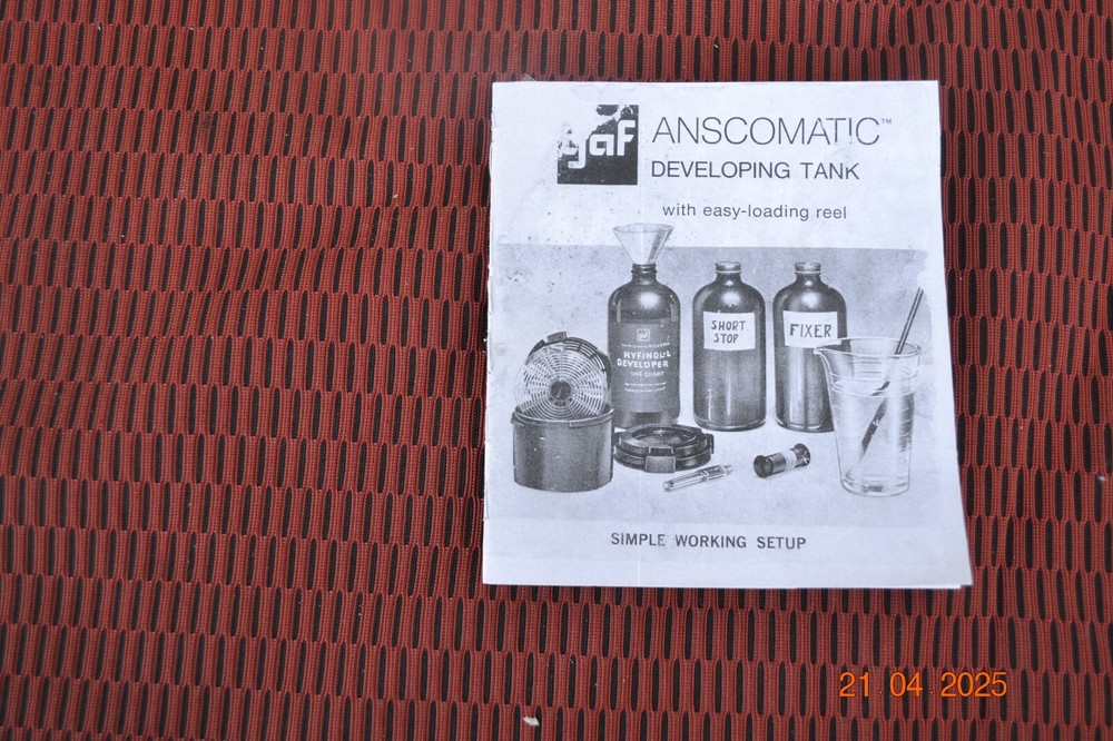 VTG GAF Anscomatic Adjust Film Developing Tank Thermometer Instructions Box