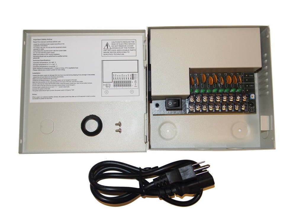 9 Channel CCTV Security Camera 12V DC 5A PTC Power Supply Distribution Box