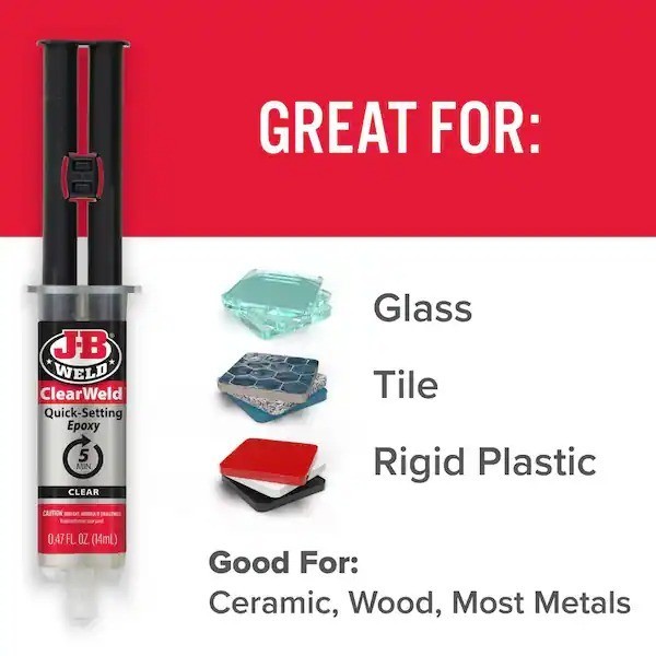 JB Weld 50114 ClearWeld Quick Setting Epoxy, Clear 0.47 oz.