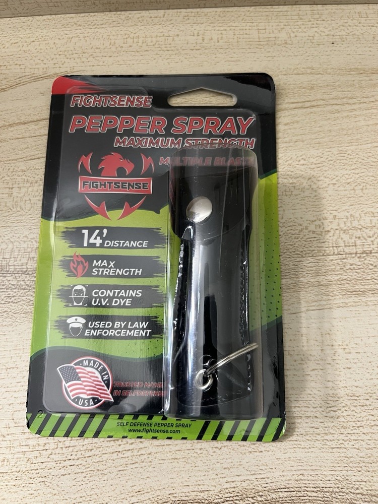 FIGHTSENSE Pepper Spray Maximum Strength Leather Case Self Defense Black