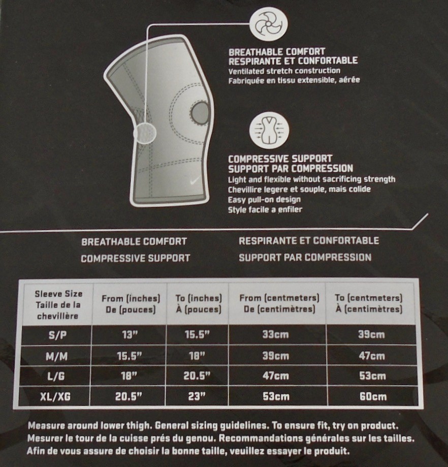 Nike Open Patella Knee Sleeve Adult Compression Black/Silver