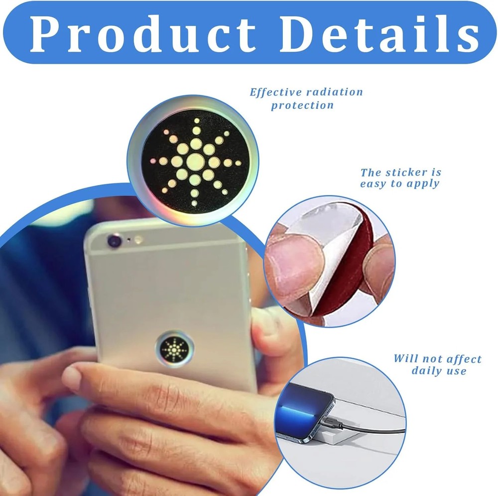 12 Pack EMF Stickers Phone Laptop Tablet Silver Tech Accessory