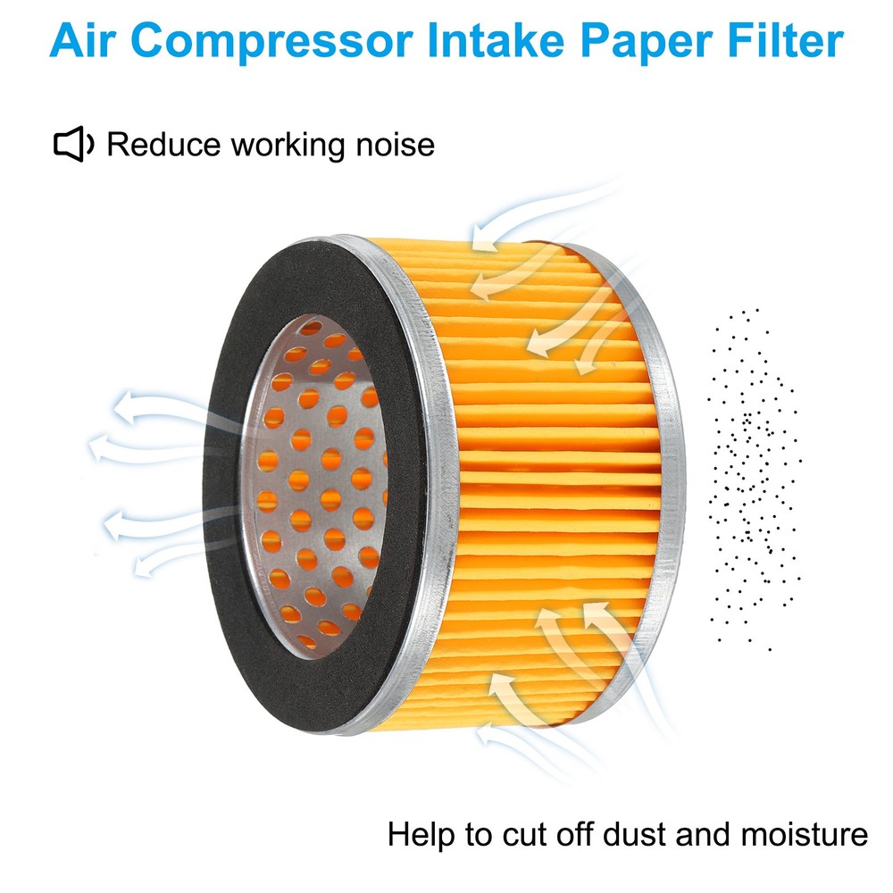 4Pcs 3.2x2 Inch Air Compressor Intake Paper Filter Elements Replacement Yellow