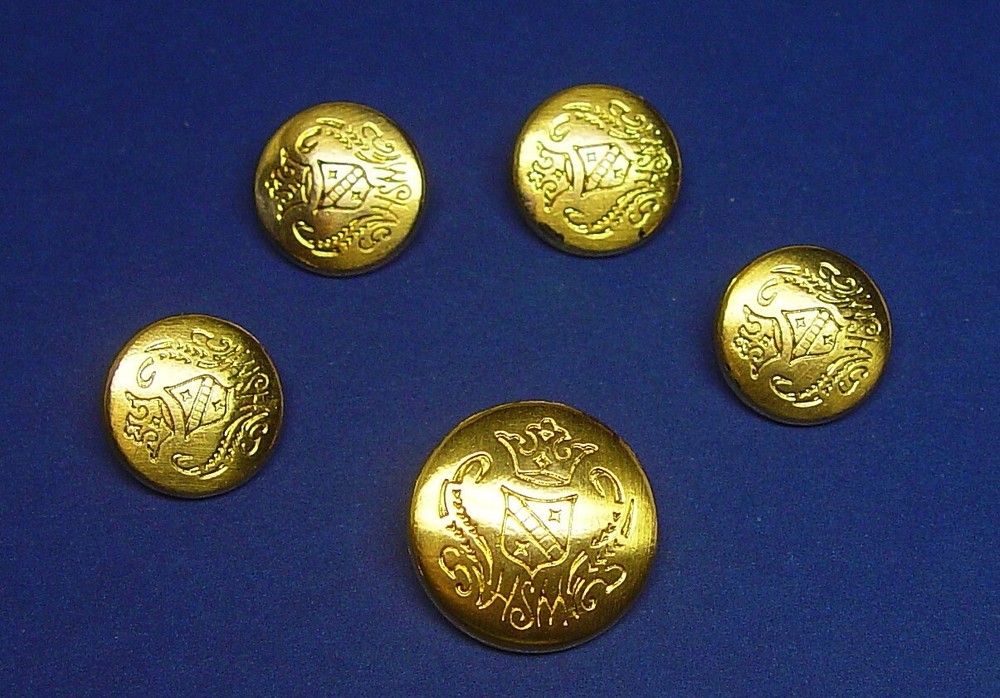 HART SCHAFFNER MARX replacement buttons 5 gold tone solid metal Good Used Cond.