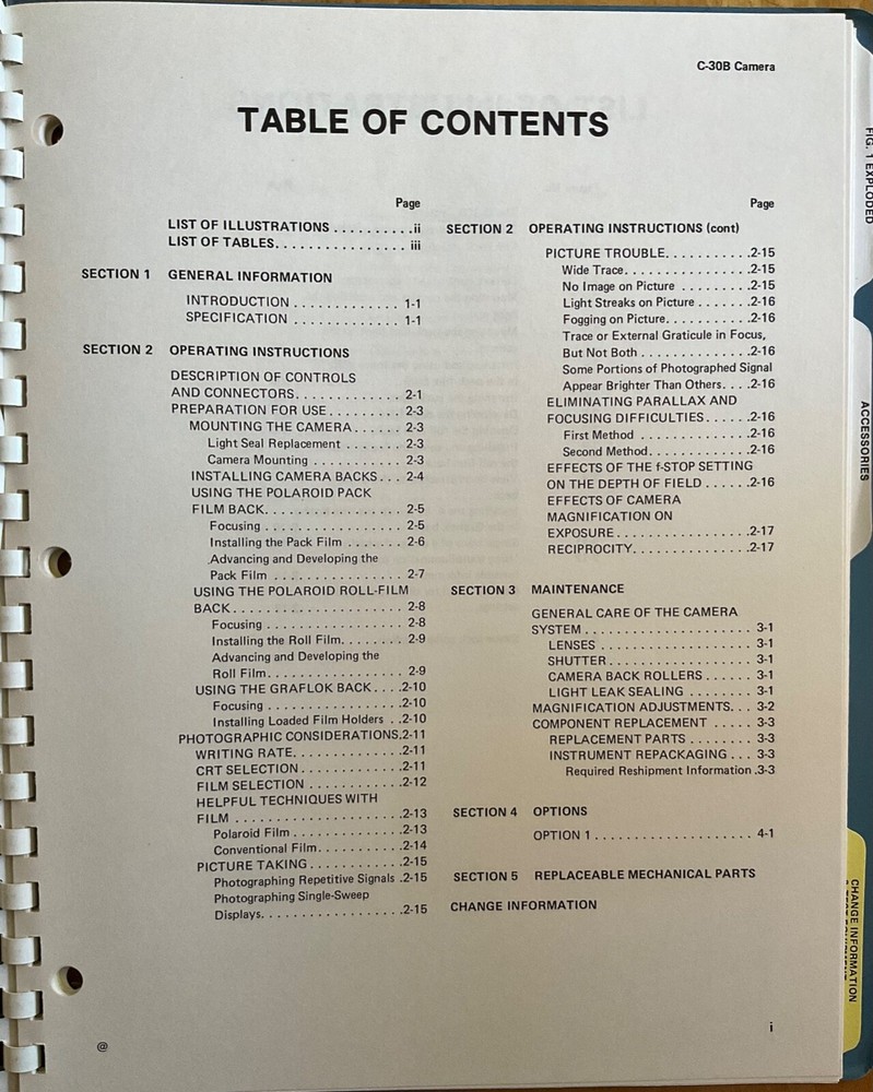 Tektronix C-308 Camera Instruction Manual 1978
