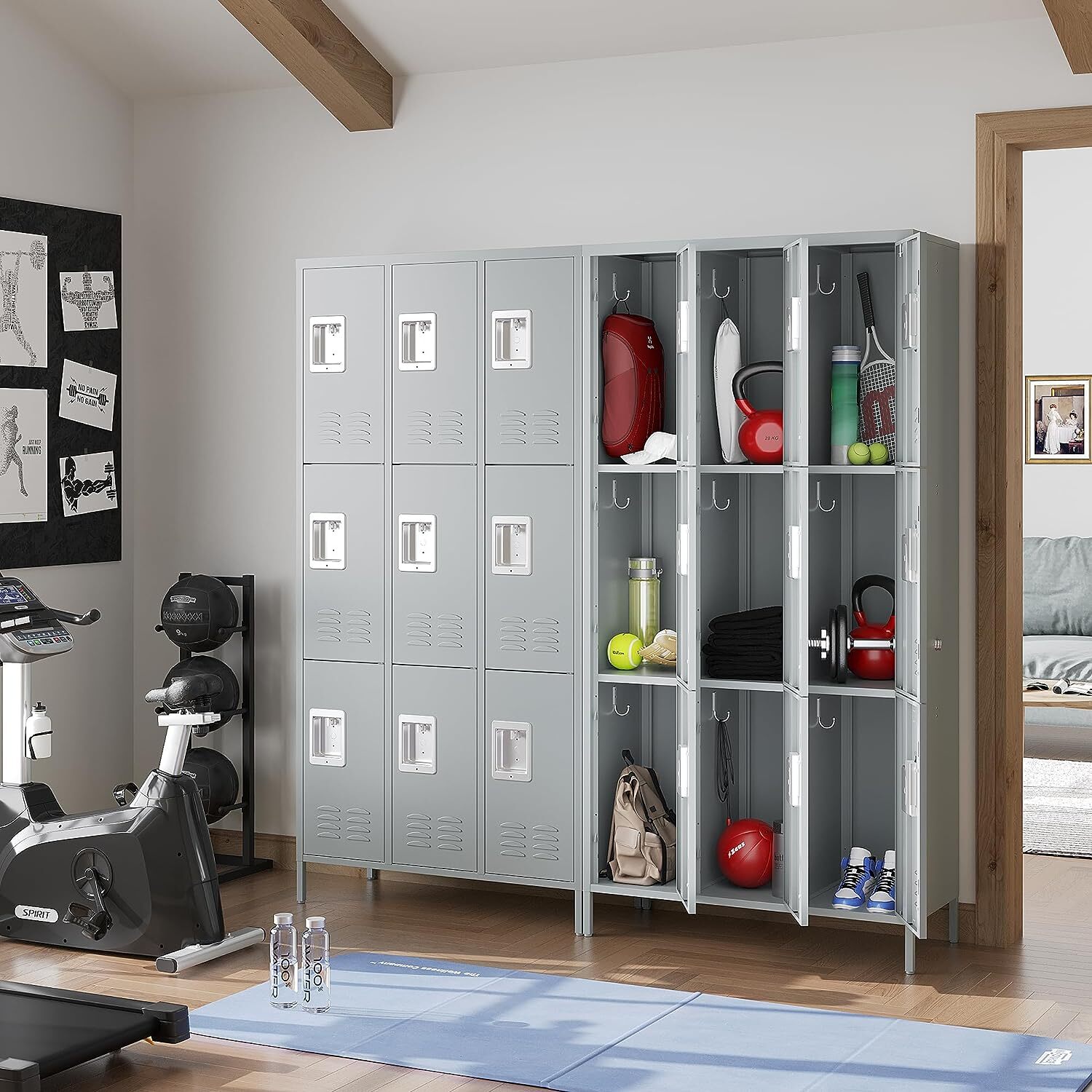 Metal Lockers Storage Cabinet Steel Locker 3/6/9 Doors