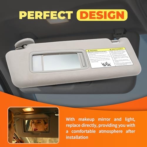 Light Gray Sun Visor Left Driver Side Compatible with Tacoma Light Gray (Left)