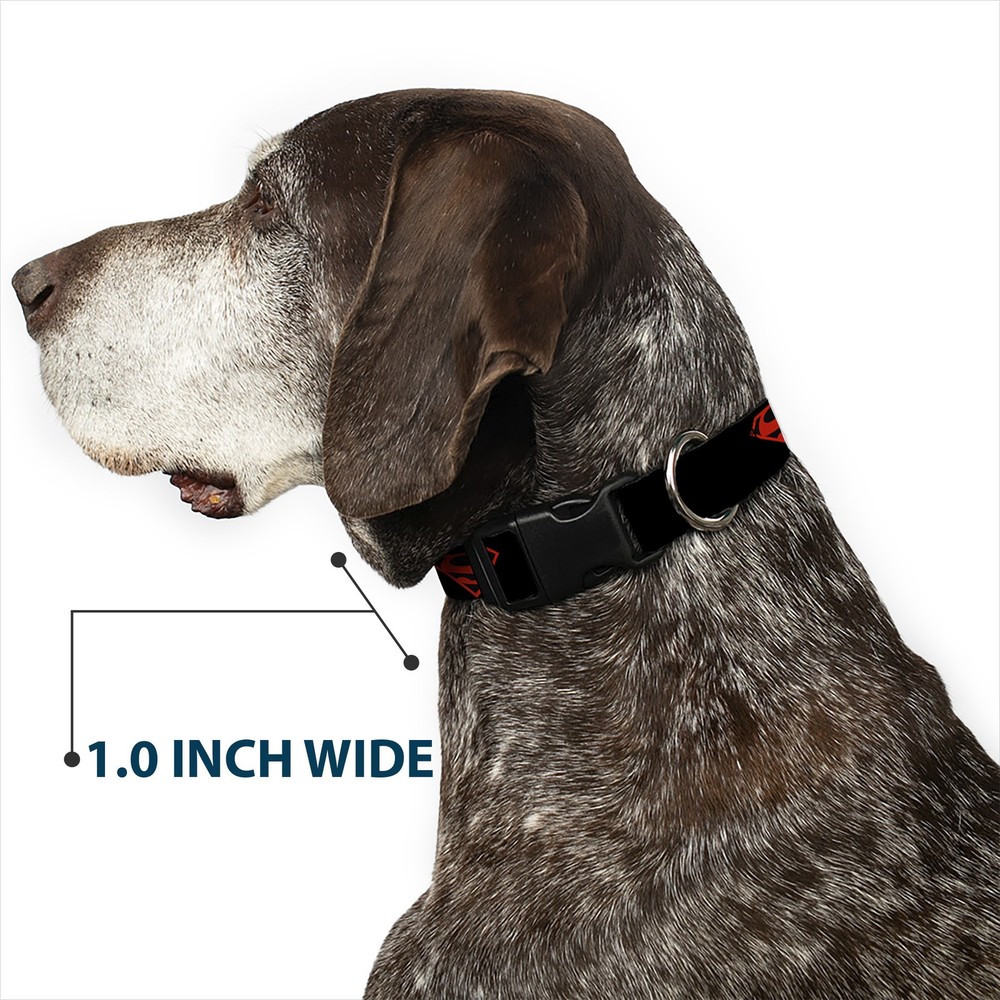 Plastic Clip Collar Superboy Shield Black/Red Large 15-24"