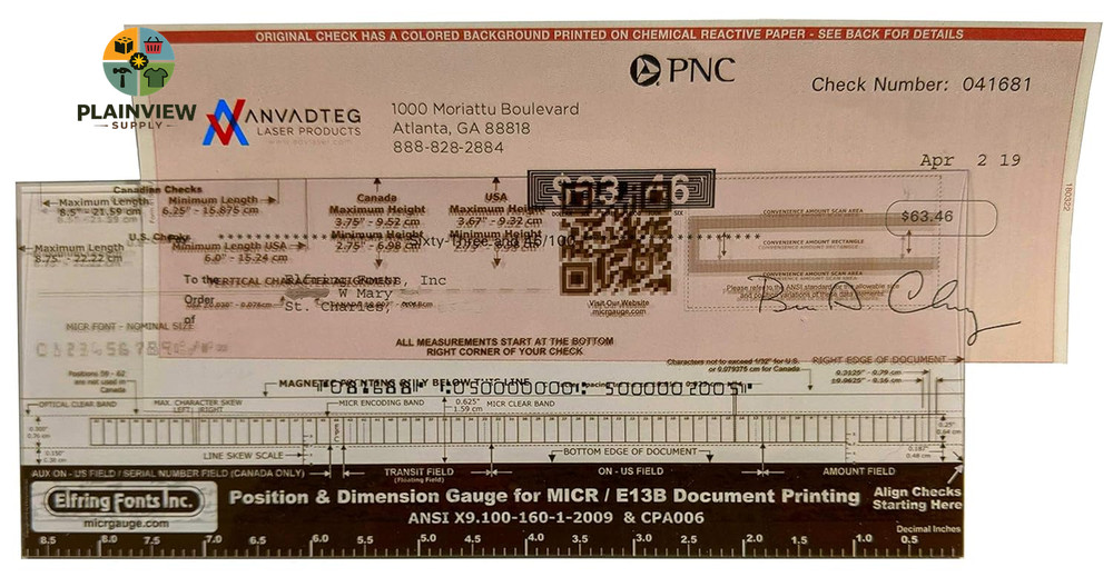 MICR Check Position Gauge