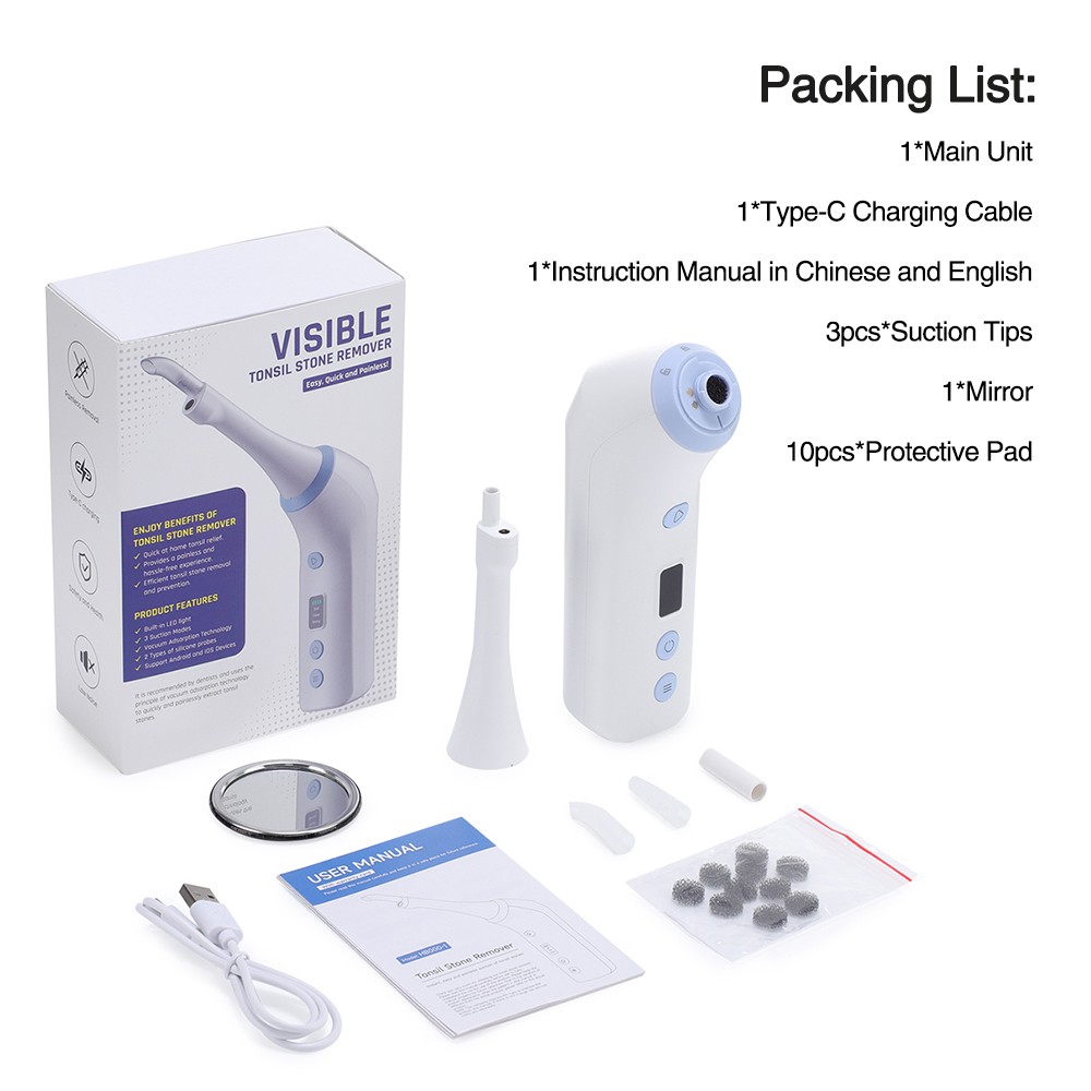 Electronic Visible Tonsil Stone Remover with 300K HD Camera Tonsil Cleaner Kit
