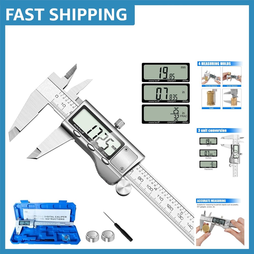 Durable Waterproof Digital Caliper - Large Display, Precision Measuring Tool