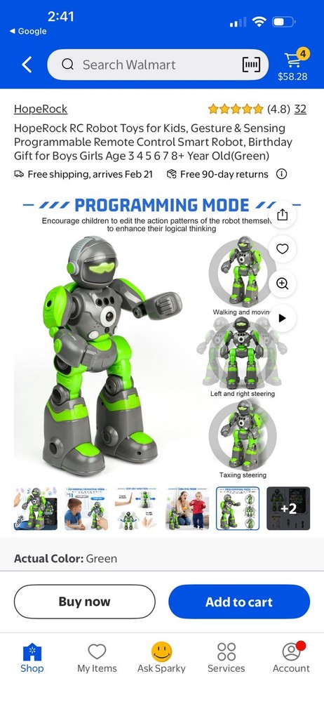 RC Robot Toy for Kids Gesture Sensing Programmable Remote Control Robot Green