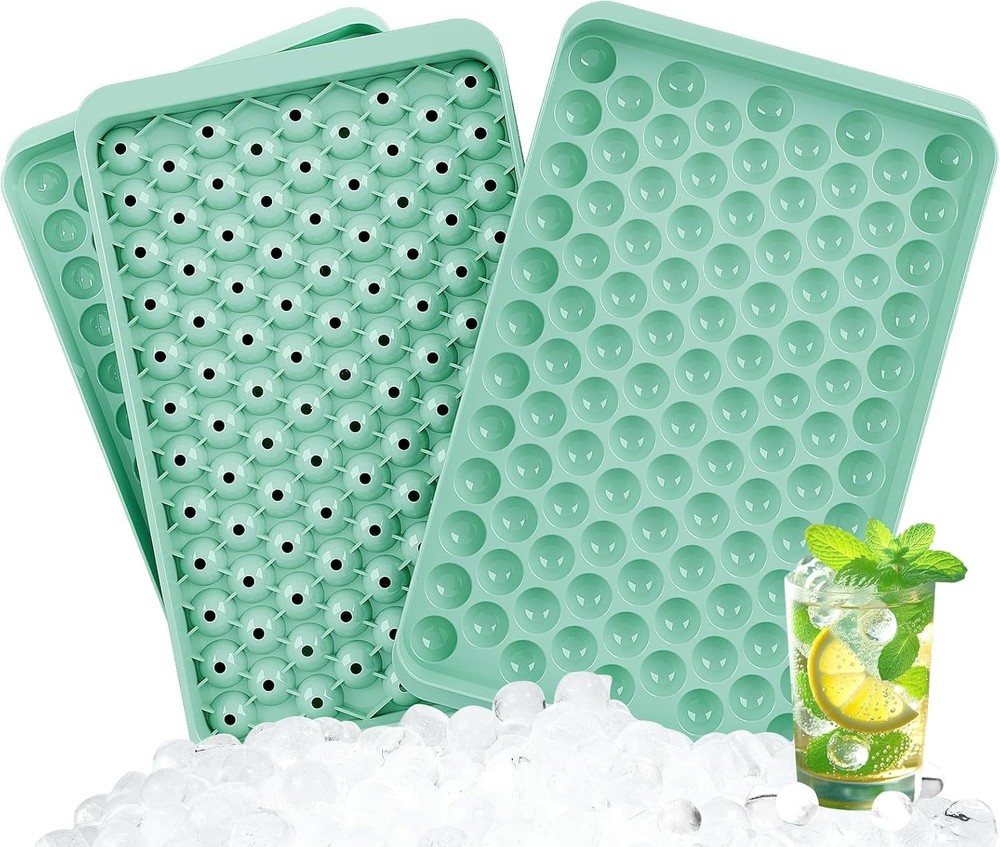 Mini Ice Cube Tray, Small Round Molds 104x3 PCS - 3Pack, Green