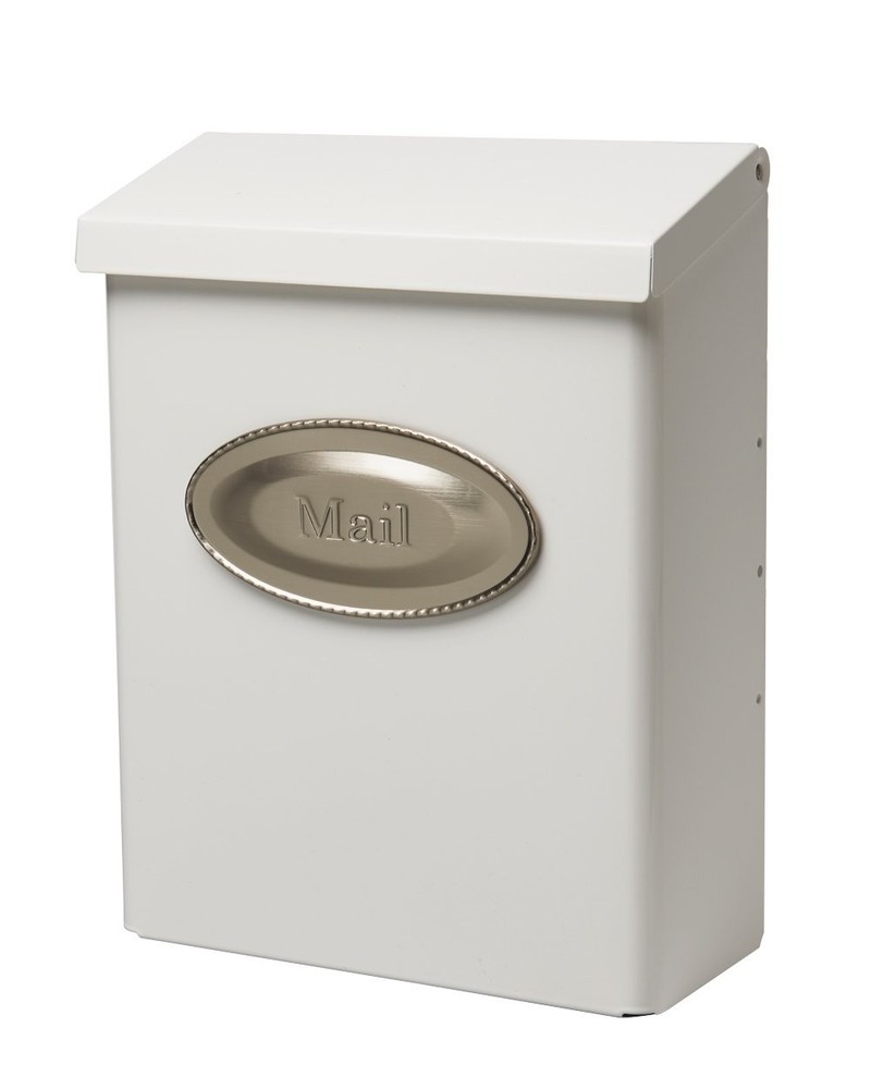 Designer Locking Medium Capacity Galvanized Steel White, WallMount Mailbox, D...