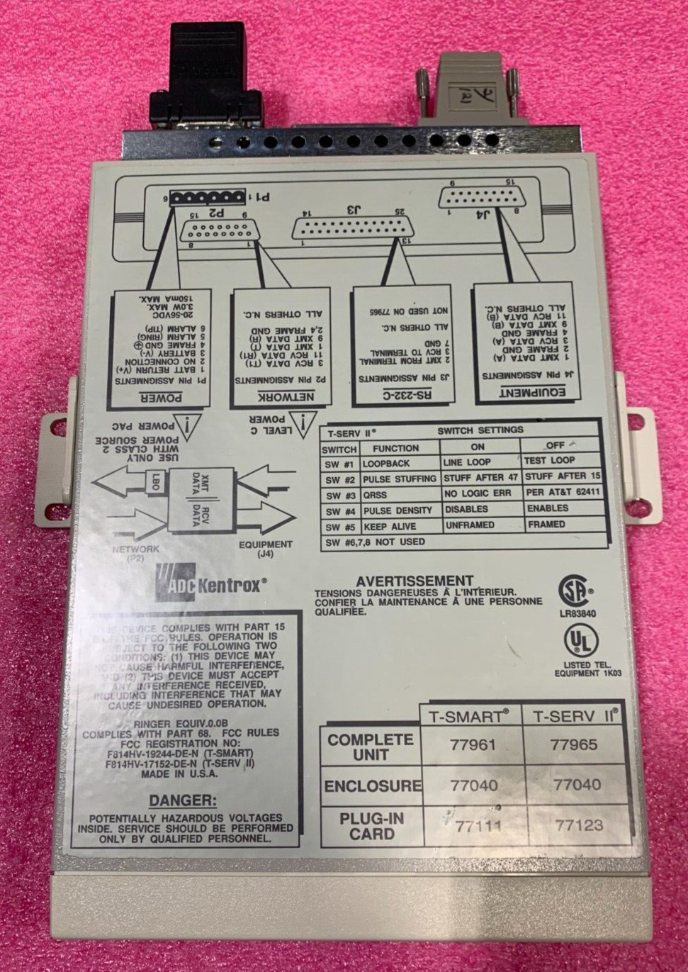 Lot Of 5 Mixed ADC Kentrox 77965 T-SERV II NCCSDHT4AB CSU - Read Ad