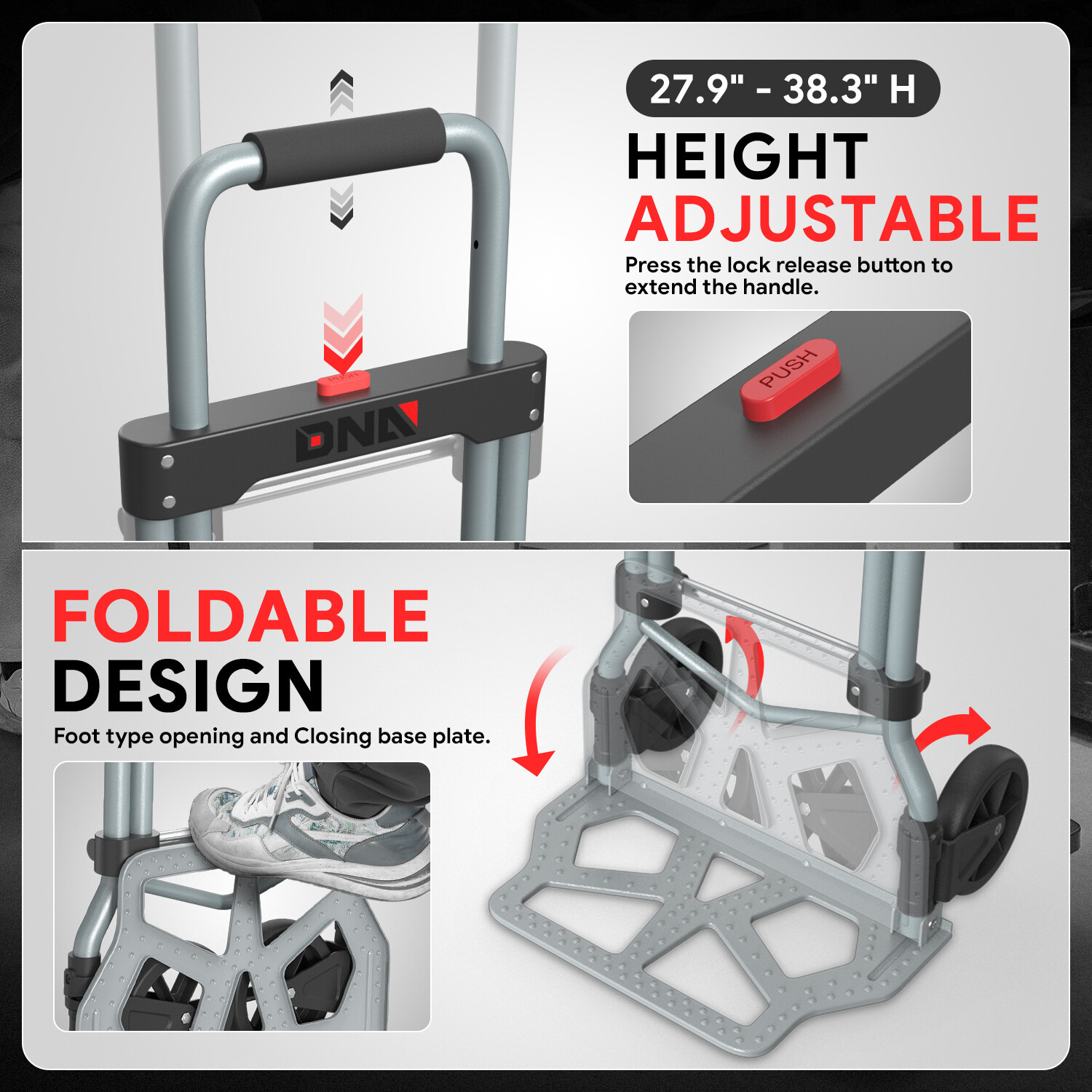 220 bs Cart Folding Dolly Collapsible Trolley Push Hand Truck Moving Office Home