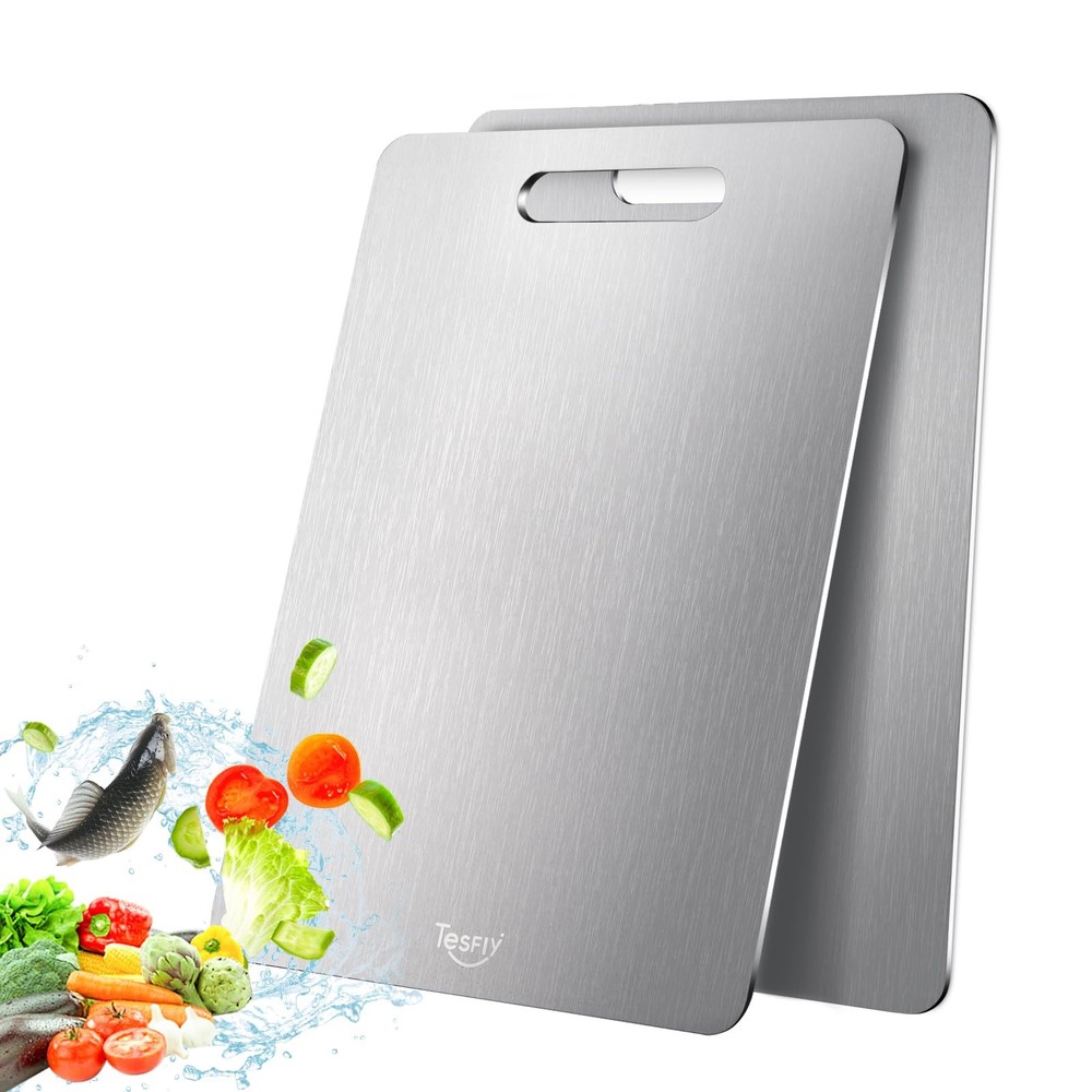 2 Pack Titanium Cutting Board - 100% Pure Titanium Cutting Boards For Kitchen...
