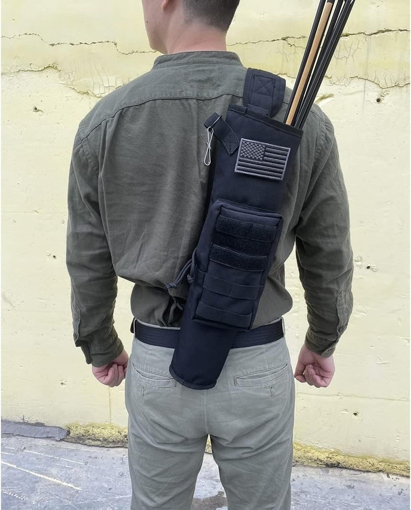 KRATARC Archery Lightweight Back Arrow Quiver Dual Use Foldable Compact Black