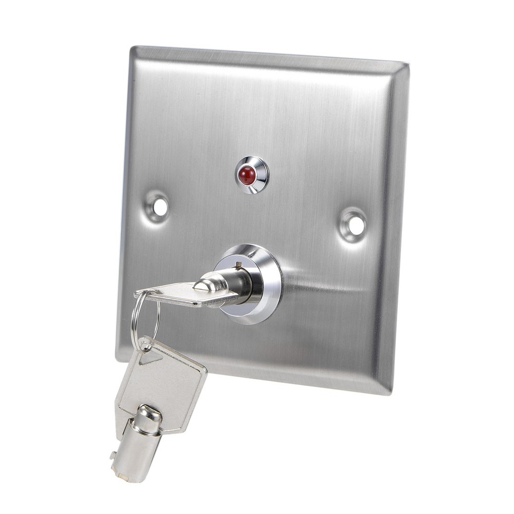 Key Switch Door Release Switches SPST for Access Control w DC 12V Red Indicator
