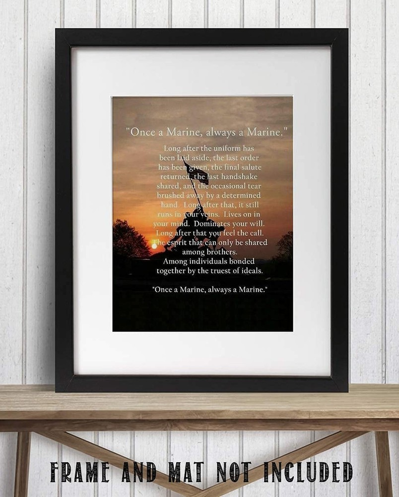 Once A Marine, Always A Marine - Inspiring USMC Creed Wall Decor Print, Ameri...