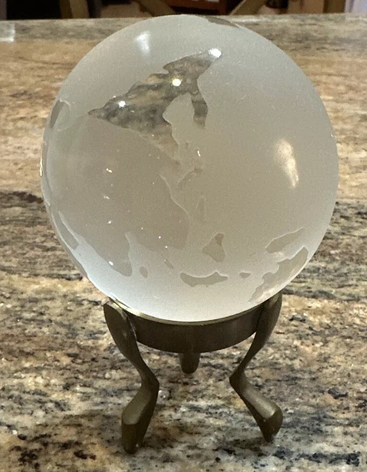 Frosted Glass Globe On Brass Stand