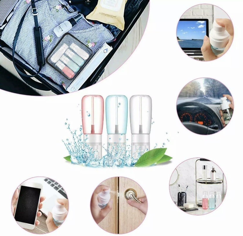 6Pc Small Plastic Fine Mist Spray Bottles Mini Empty Travel Bottles 3 Sizes
