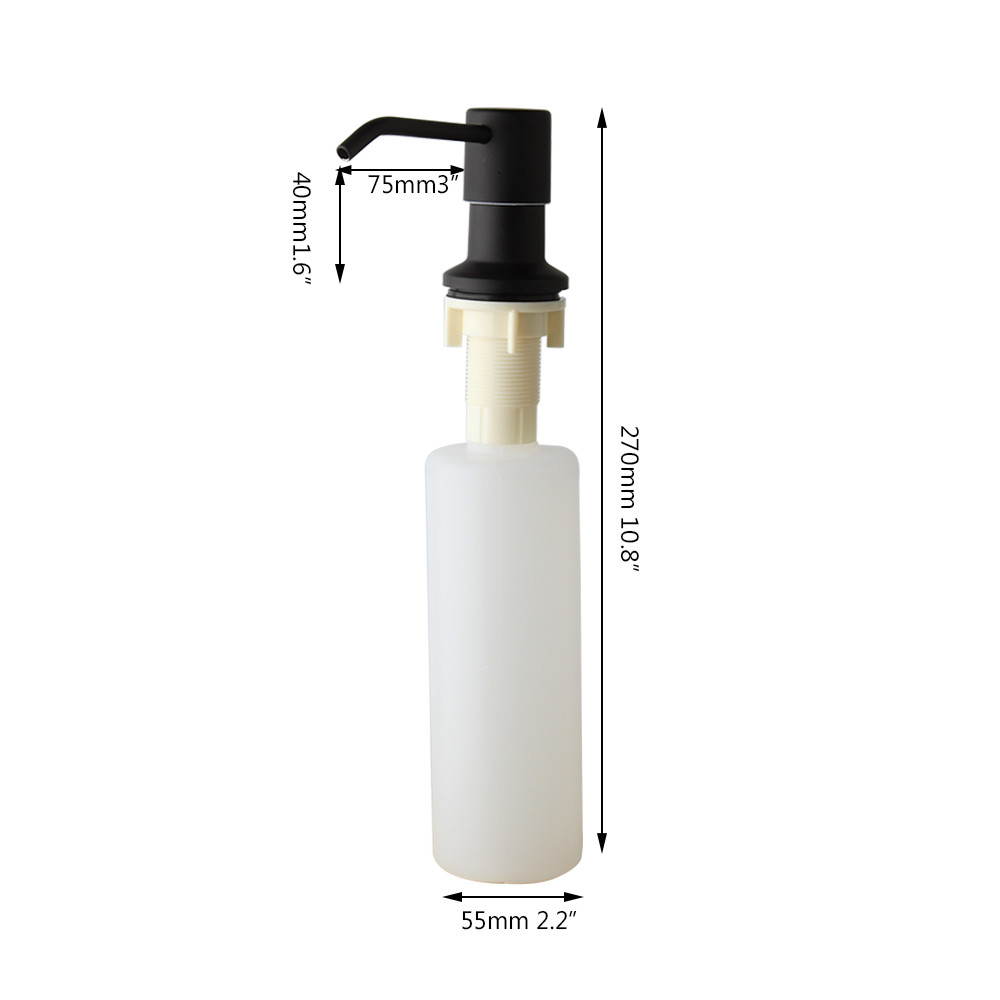 Kitchen Matte Black Liquid Soap Dispenser Plastic Bottle For Sink Deck Mounted