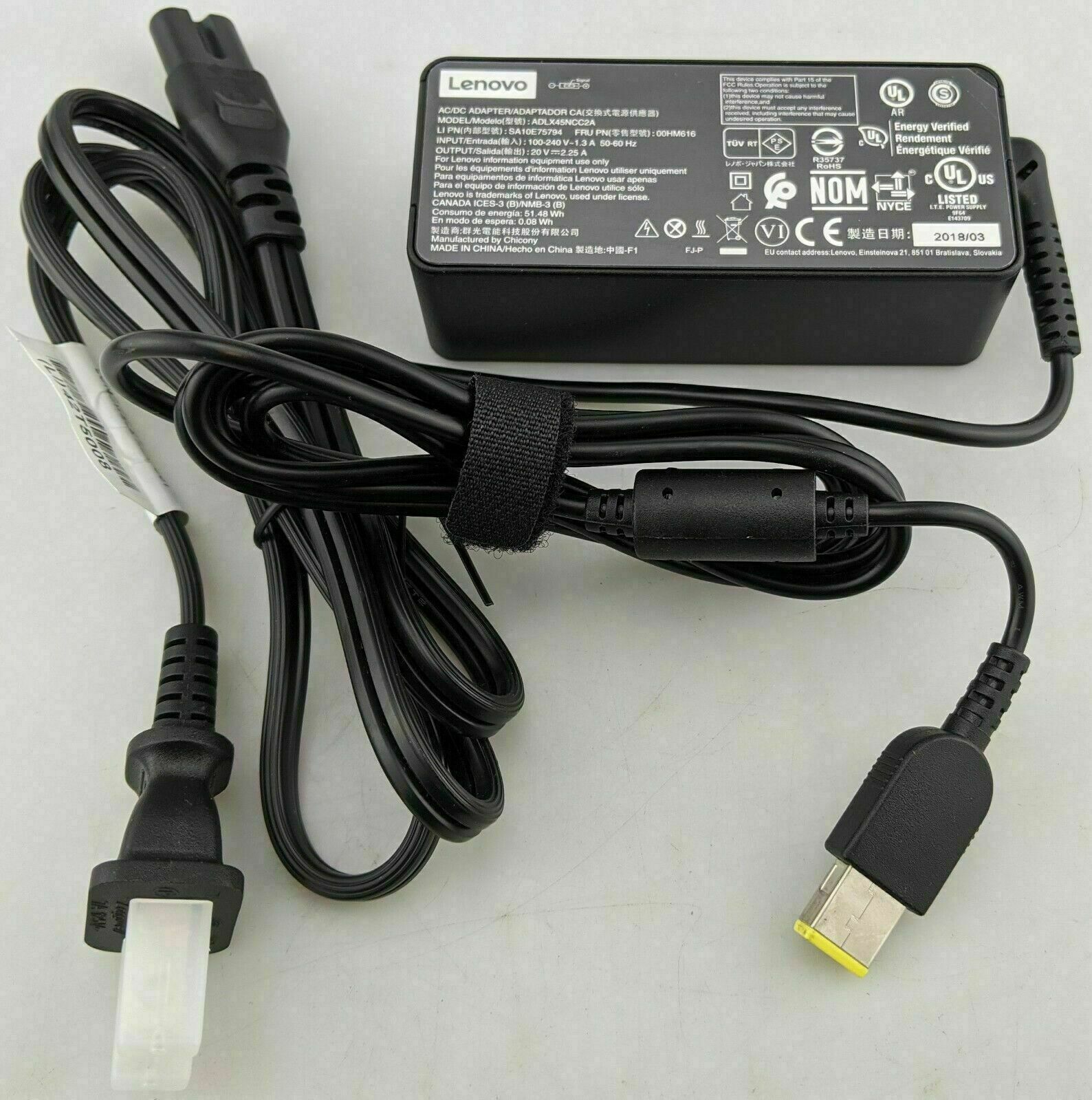 GENUINE Lenovo Thinkpad AC Adapter Charger 20V 2.25A 45W X1 T450 T460 T470 X260