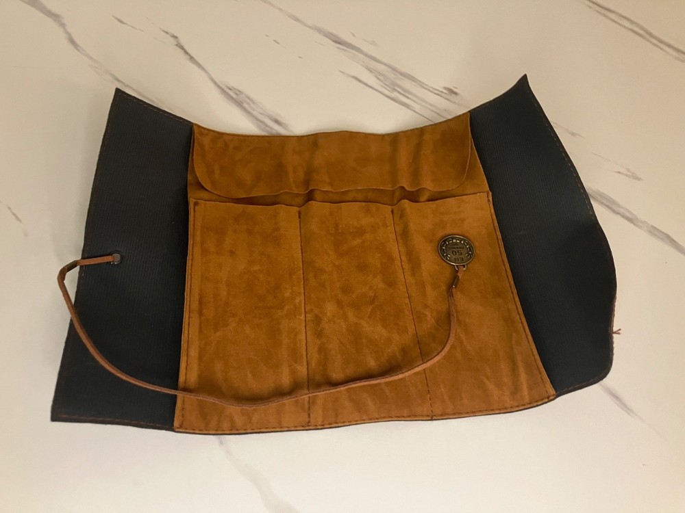 Fantasy/Medieval Map Print Leather Pen And Pencil Pouch/Case, Roll-Up