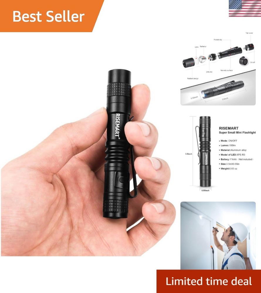 Compact Tactical Flashlight - Lightweight 100 Lumens LED, Easy Clip Design