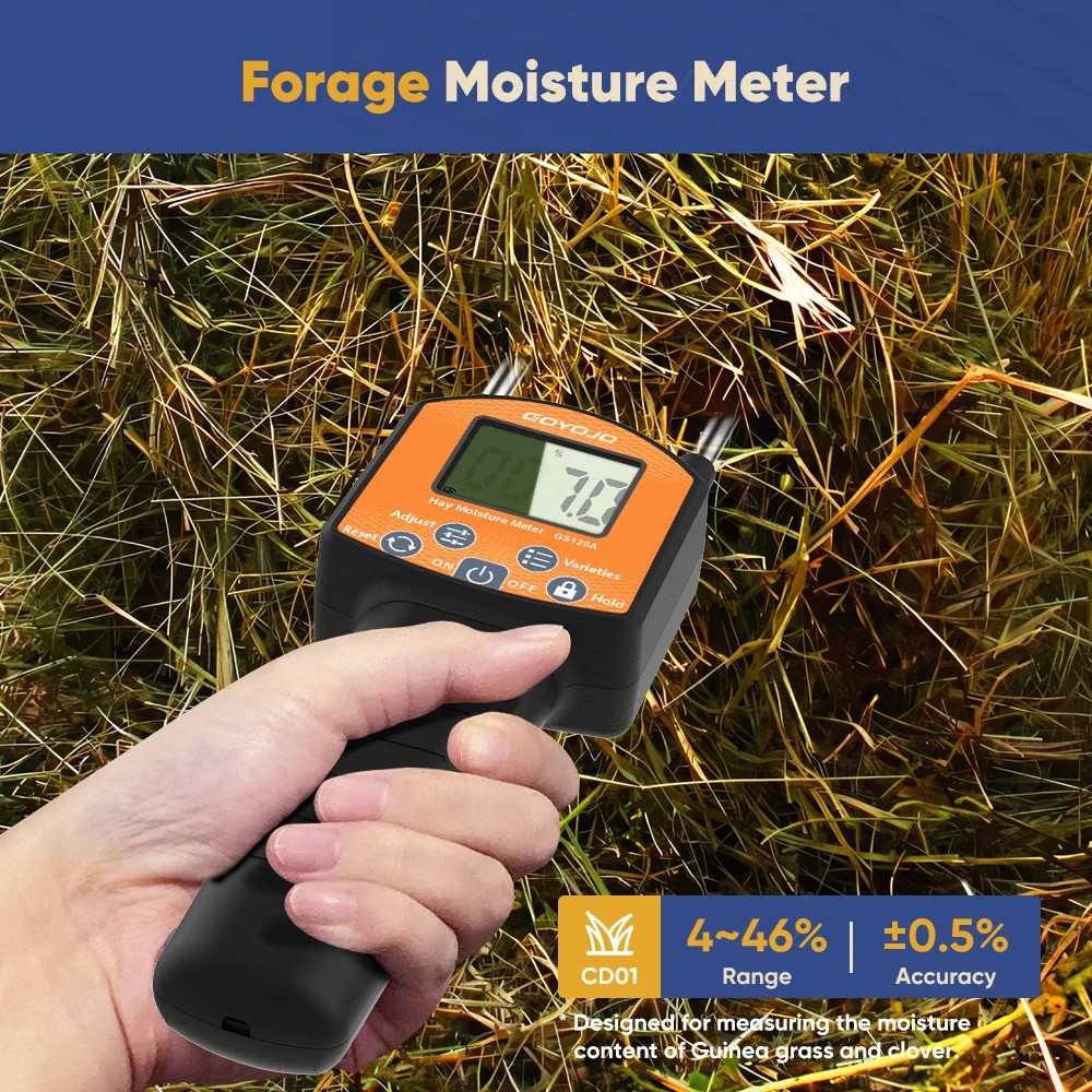 Handheld Hay Moisture Meter Digital Humidity Content Tester Grass Hygrometer