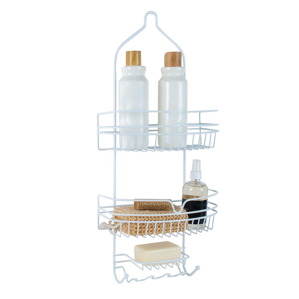 Bath Bliss Shower Caddy, 2 Large Baskets, Soap Dish, 6 Hooks, Rust Resistant