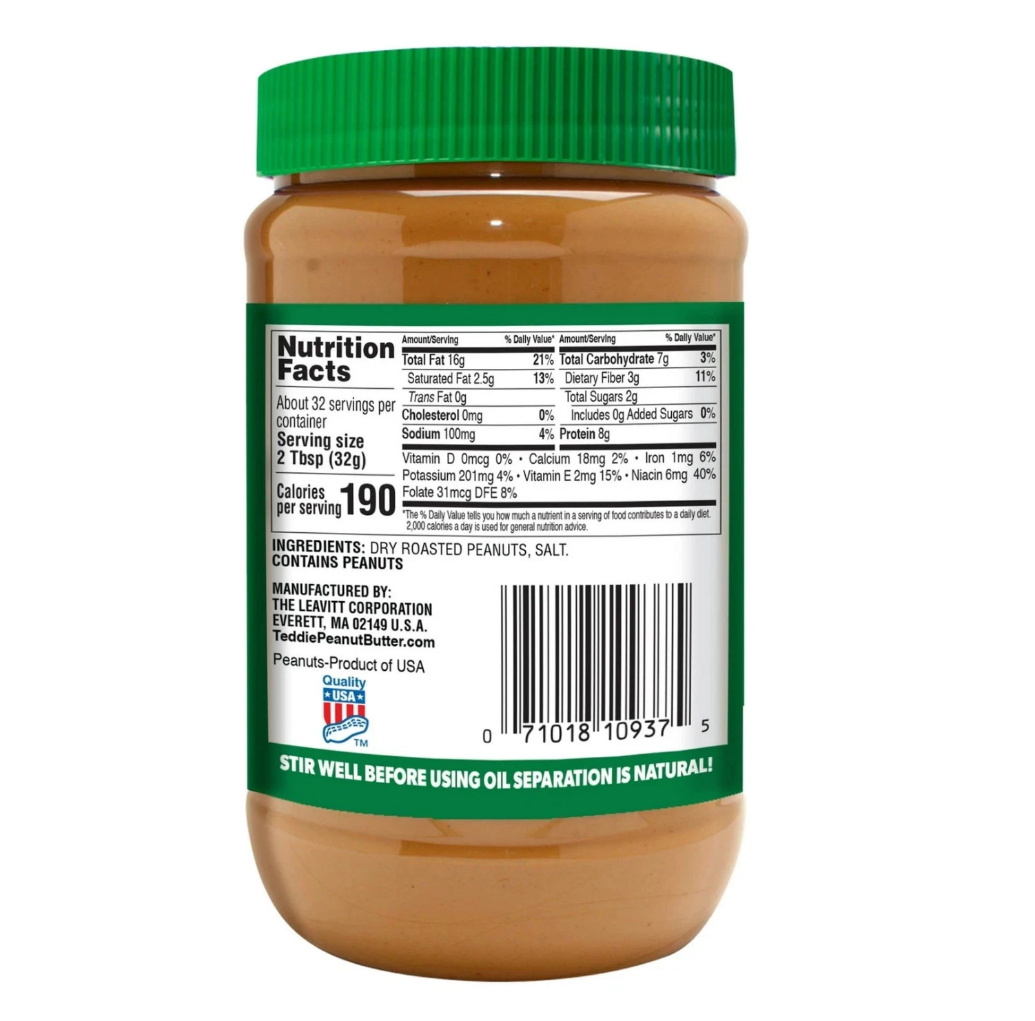 (2 pack) Teddie All Natural Super Chunky Peanut Butter, 36 oz